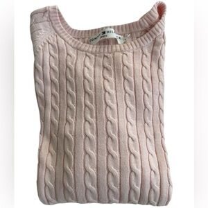 Tommy Hilfiger Light Pink Cable Knit Crew Neck Sweater Size L ,100% Cotton
